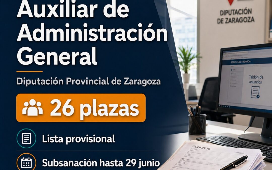 Auxiliar Administrativo DPZ. 26 plazas acceso libre