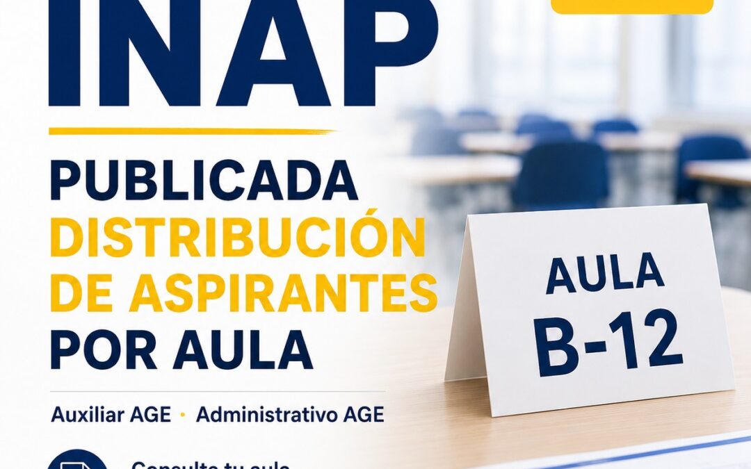 Distribución de aspirantes por aula de Auxiliar y Administrativo AGE. Examen 23 de mayo
